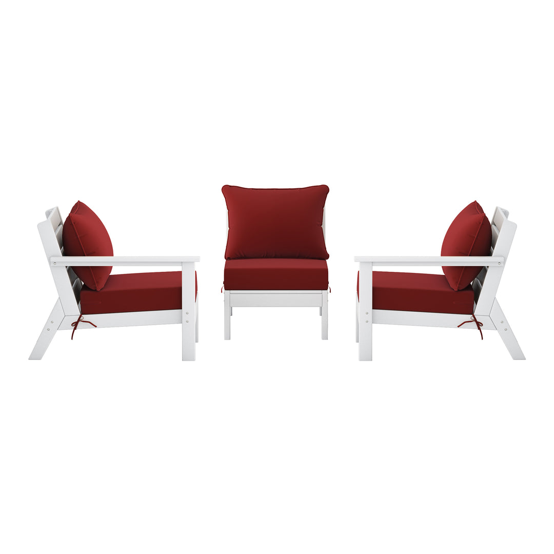 Avalon Outdoor Patio HDPE Sectional Sofa with Patio Cushions