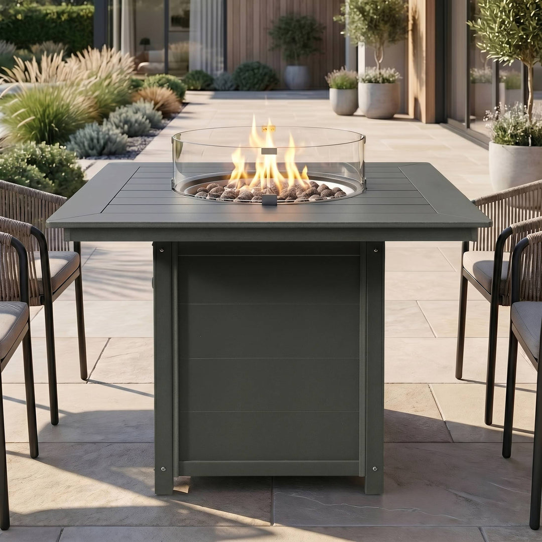 Helios 42" Modern Outdoor Patio Gas Propane Square Fire Pit Table