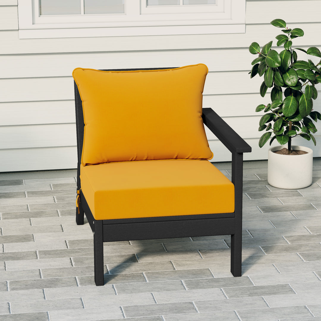 Avalon Outdoor Patio HDPE Right Arm Sectional Corner Club Chair with Patio Cushions