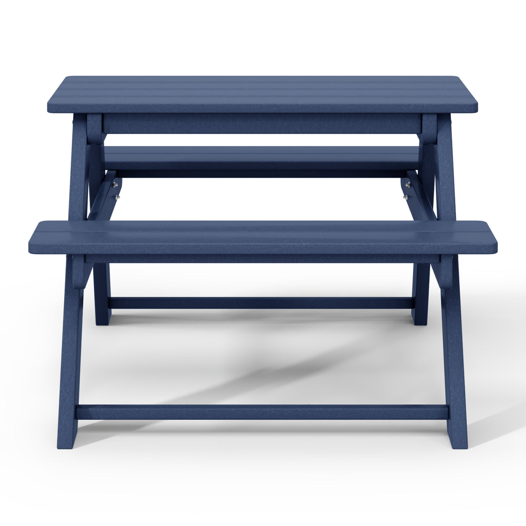 Malibu Outdoor Patio Kids HDPE Plastic Picnic Bench Table