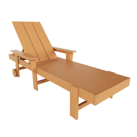 Ashore Modern Reclining Chaise Lounge With Arms & Wheels