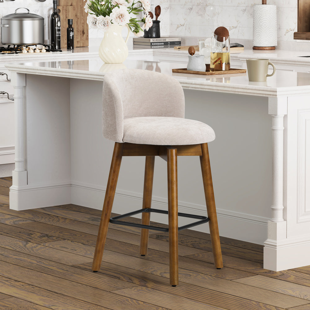Soho Modern Chenille Upholstered 26" Counter Height Swivel Bar Stool
