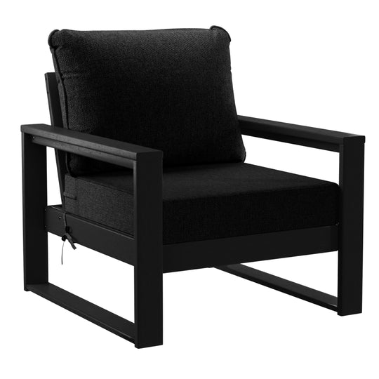 Montara 8-Piece Modern HDPE Outdoor Patio Furniture Conversation Set with Coffee Table and Ottomans