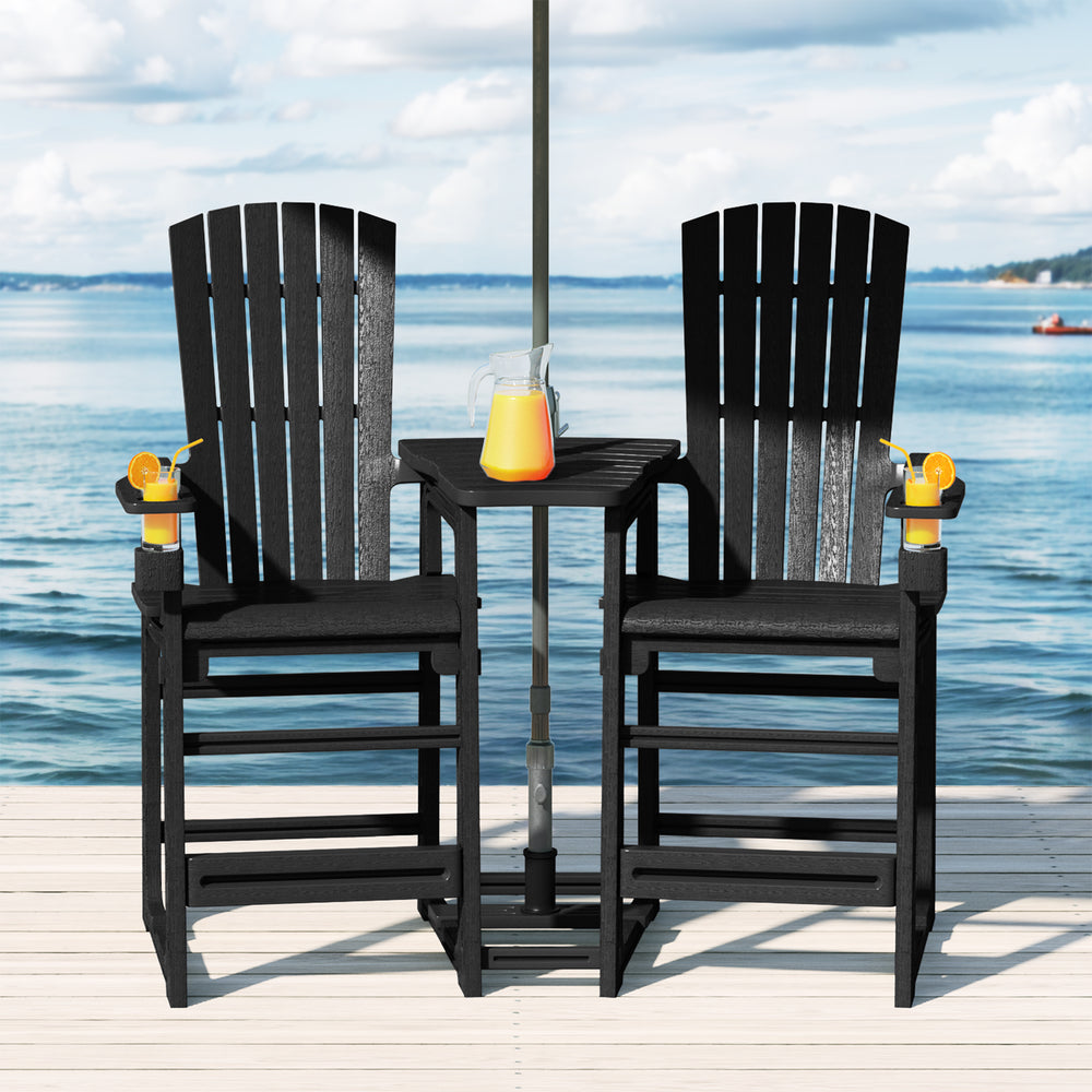 Azura Outdoor Tall Adirondack Chairs With Connecting Table Tray (Set of 2)