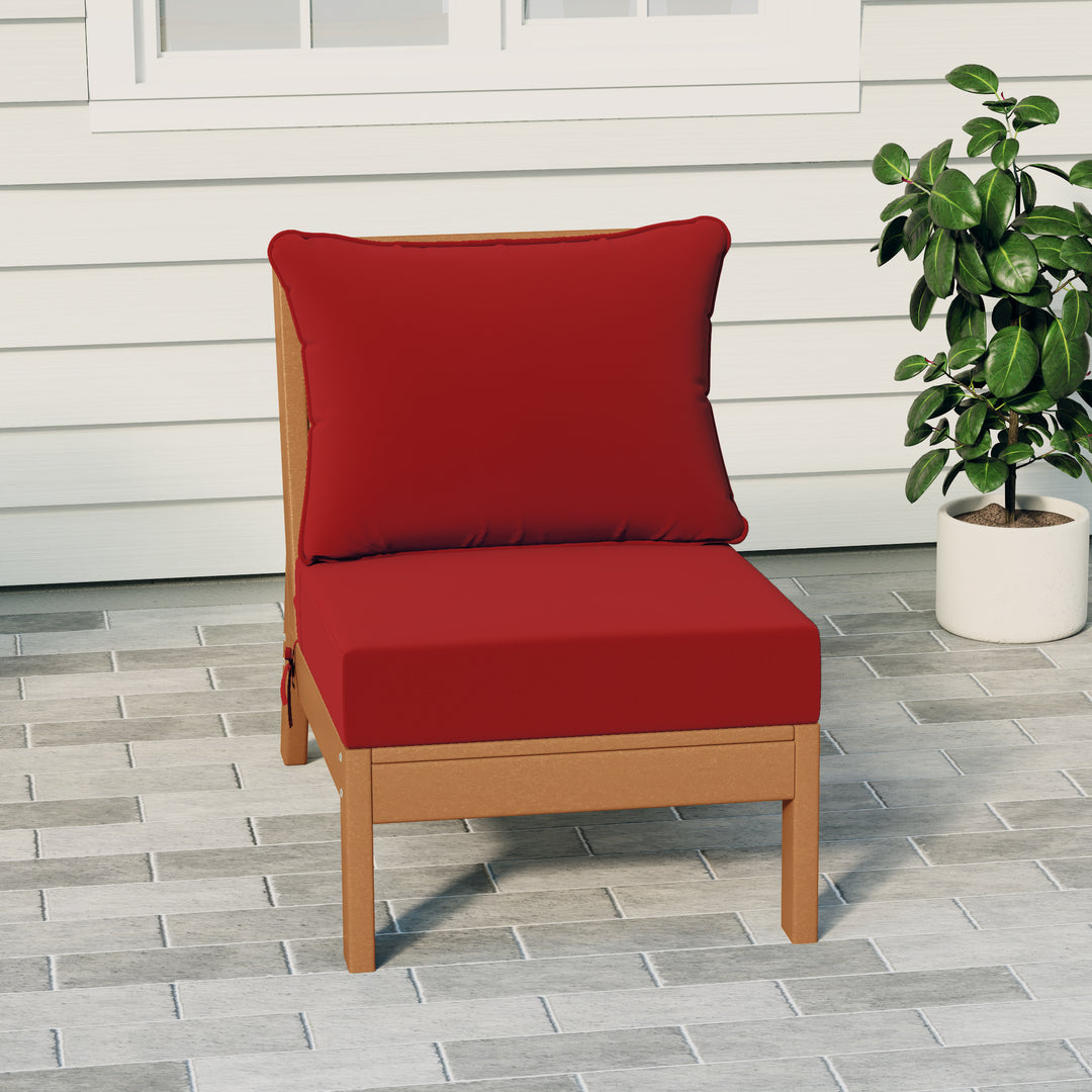 Avalon Outdoor HDPE Deep Seating Modular Armless Patio Chair with Patio Cushions