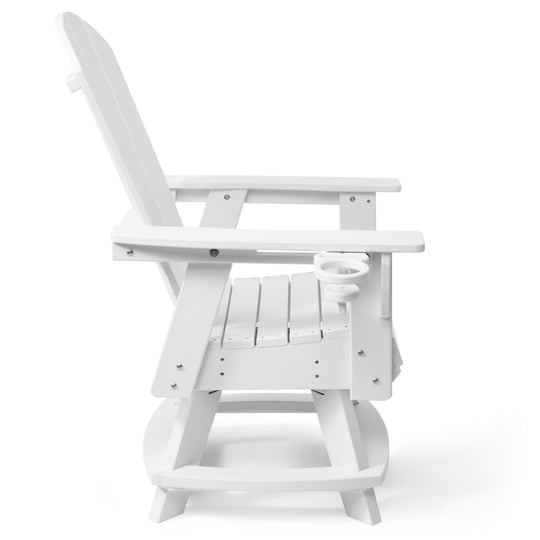 Malibu Outdoor HDPE Swivel Adirondack Patio Dining Chair With Cup Holder