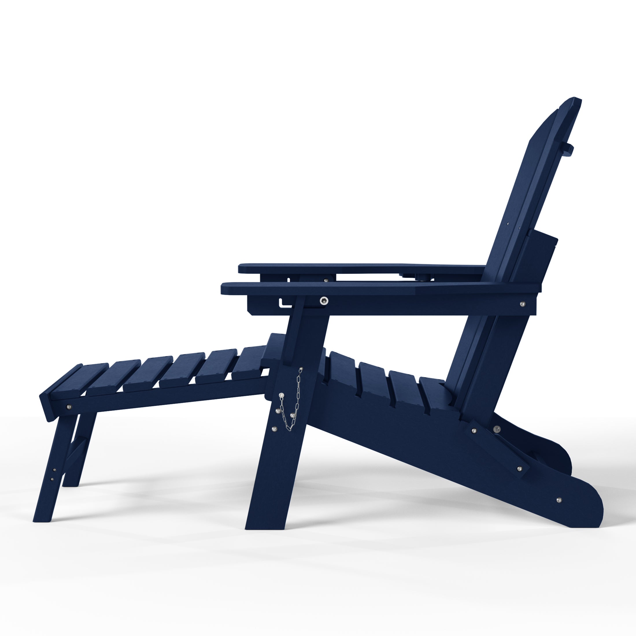 Malibu Folding Adjustable Adirondack Chair with Retractable Ottoman and Cup Holder