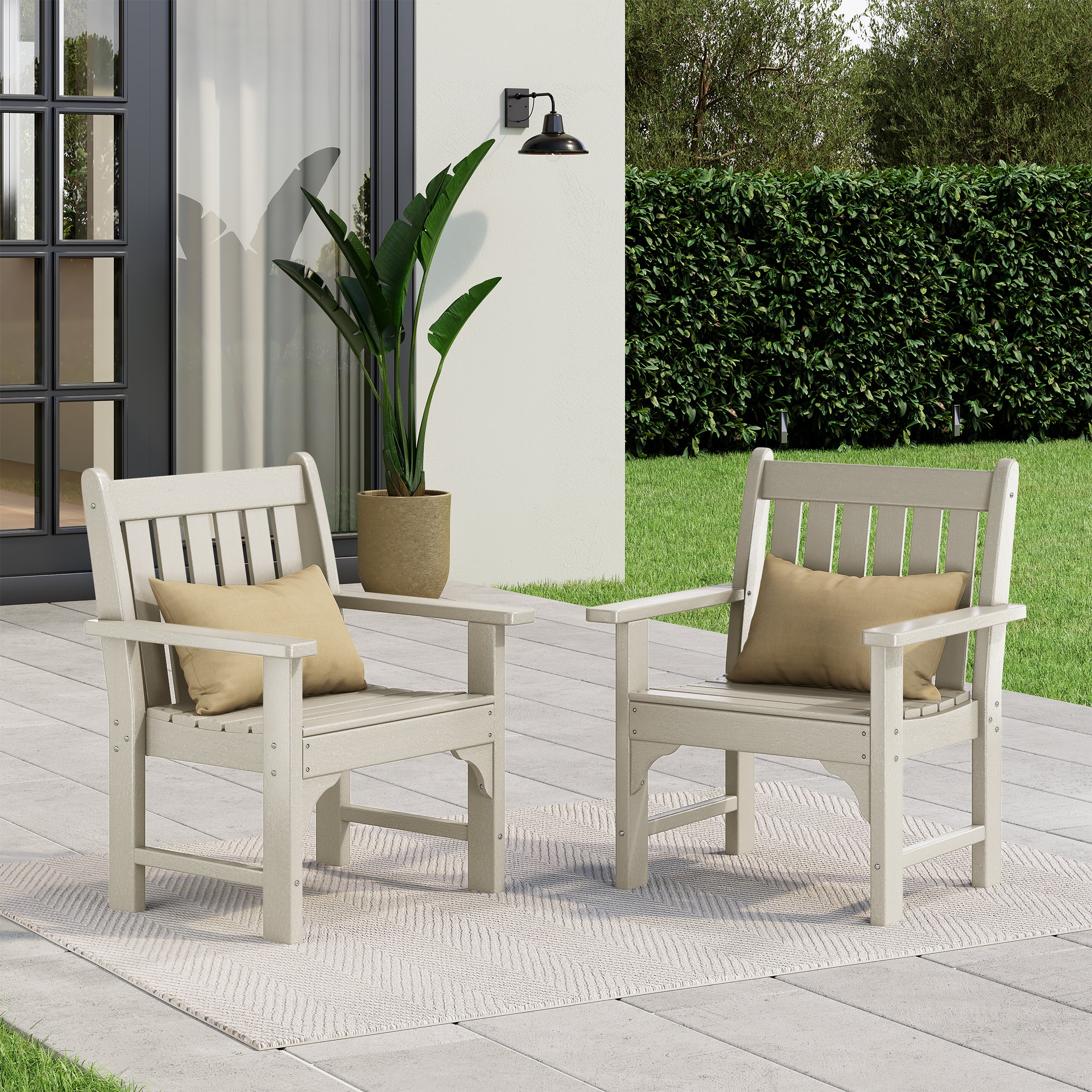 Malibu Outdoor Patio HDPE Adirondack Dining Arm Chairs (Set of 2)