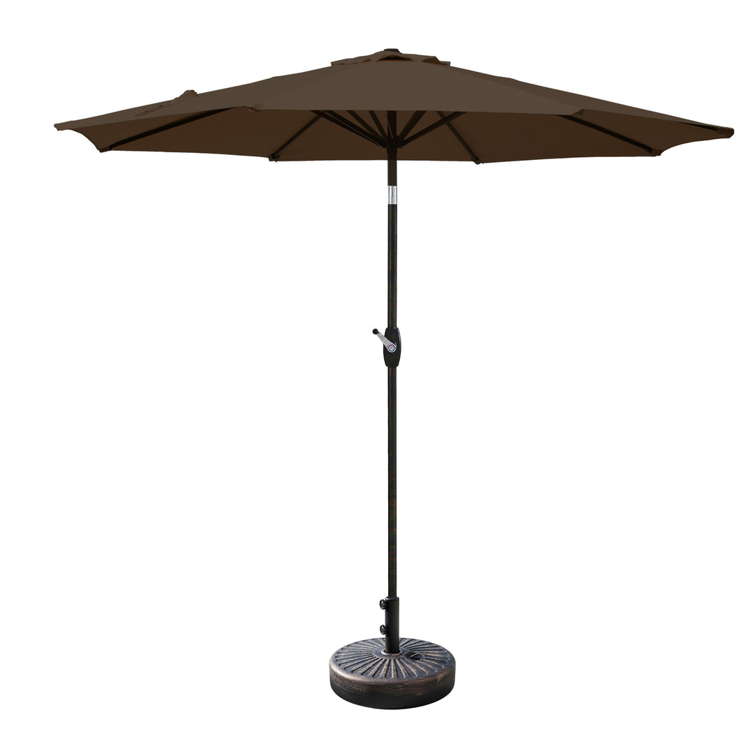 Paolo 9 ft. Patio Umbrella with Bronze Round Weight Base Kit