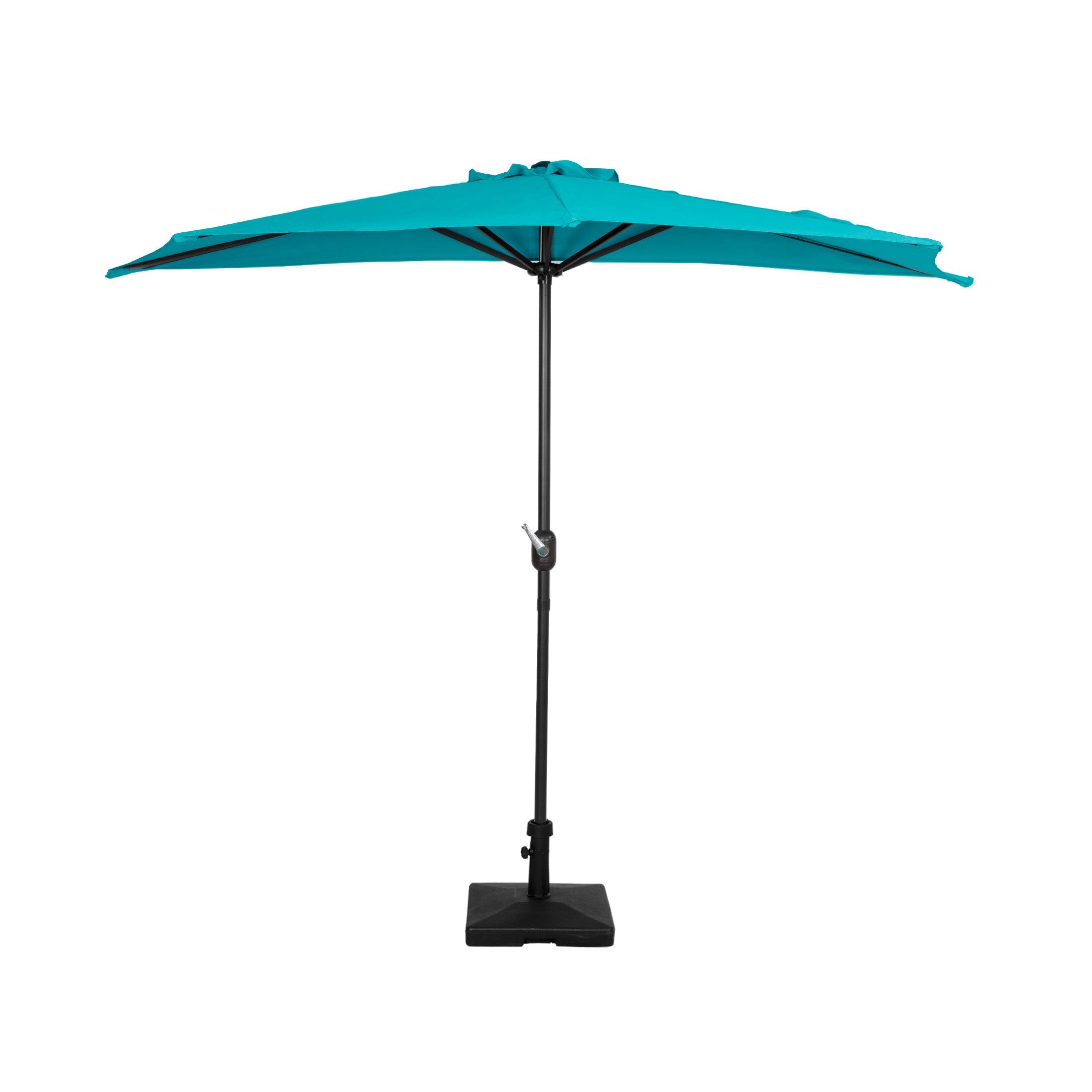 Lanai 9 ft. Aluminum Half Market Crank Lift Patio Umbrella with Base