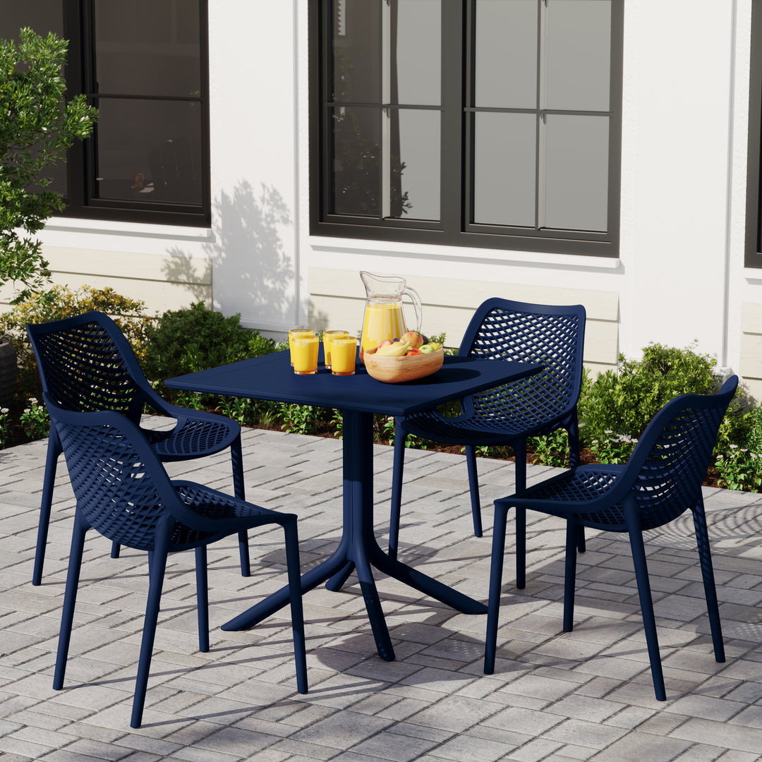 Playa 5-Piece Resin Square Patio Dining Table Set with Stackable Patio Dining Chairs