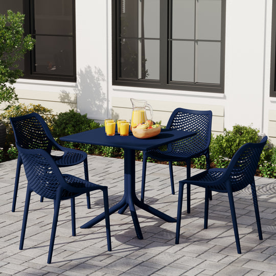 Playa 5-Piece Resin Square Patio Dining Table Set with Stackable Patio Dining Chairs