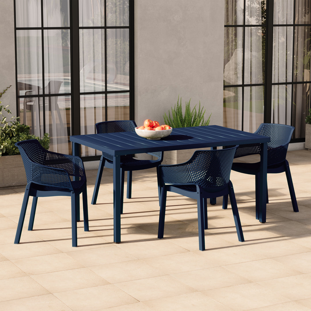 Playa Outdoor Modern Stackable Plastic Resin Patio Dining Armchair (Set of 4)