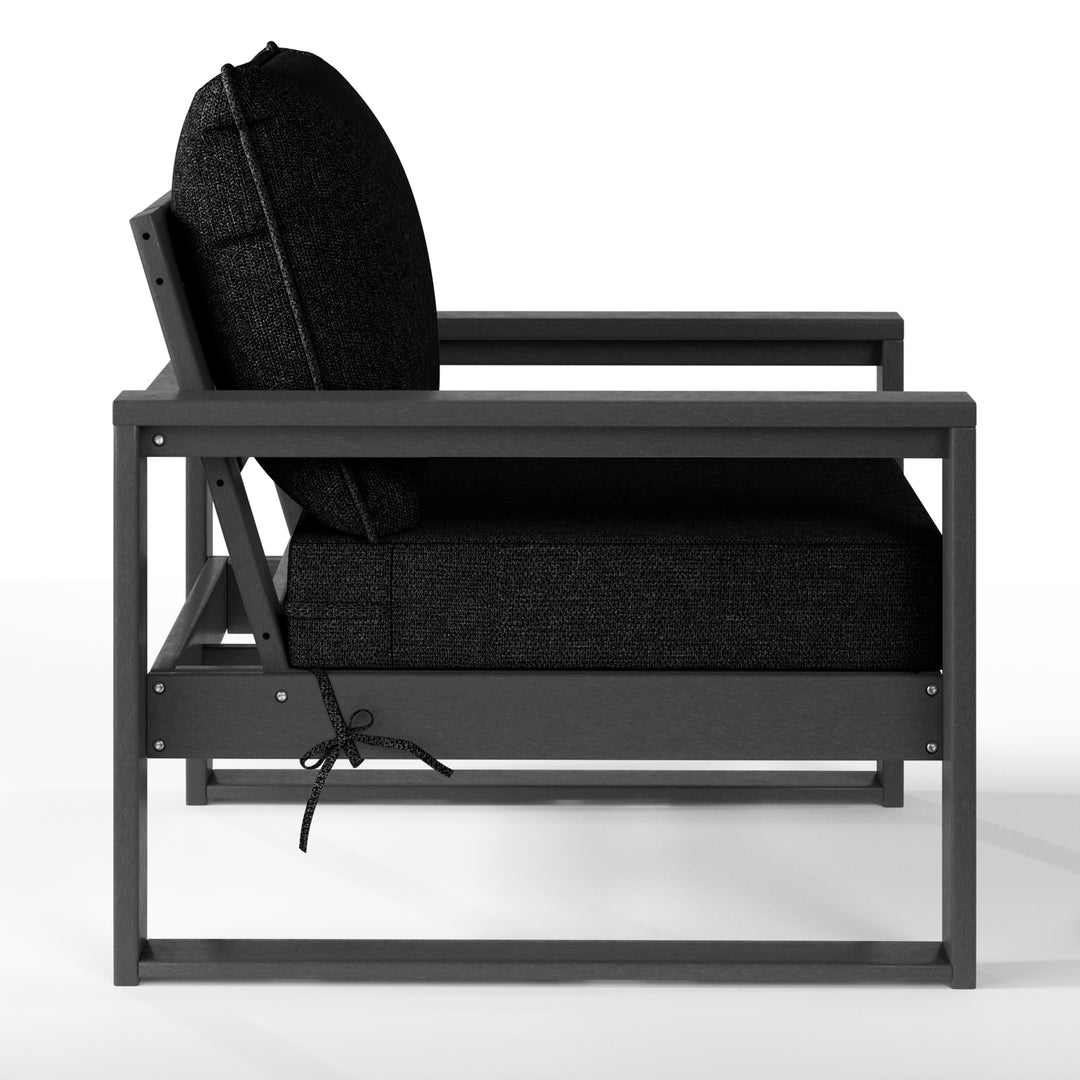 Outdoor Modern HDPE Patio Club Chair with Waterproof Deep Seat Cushions
