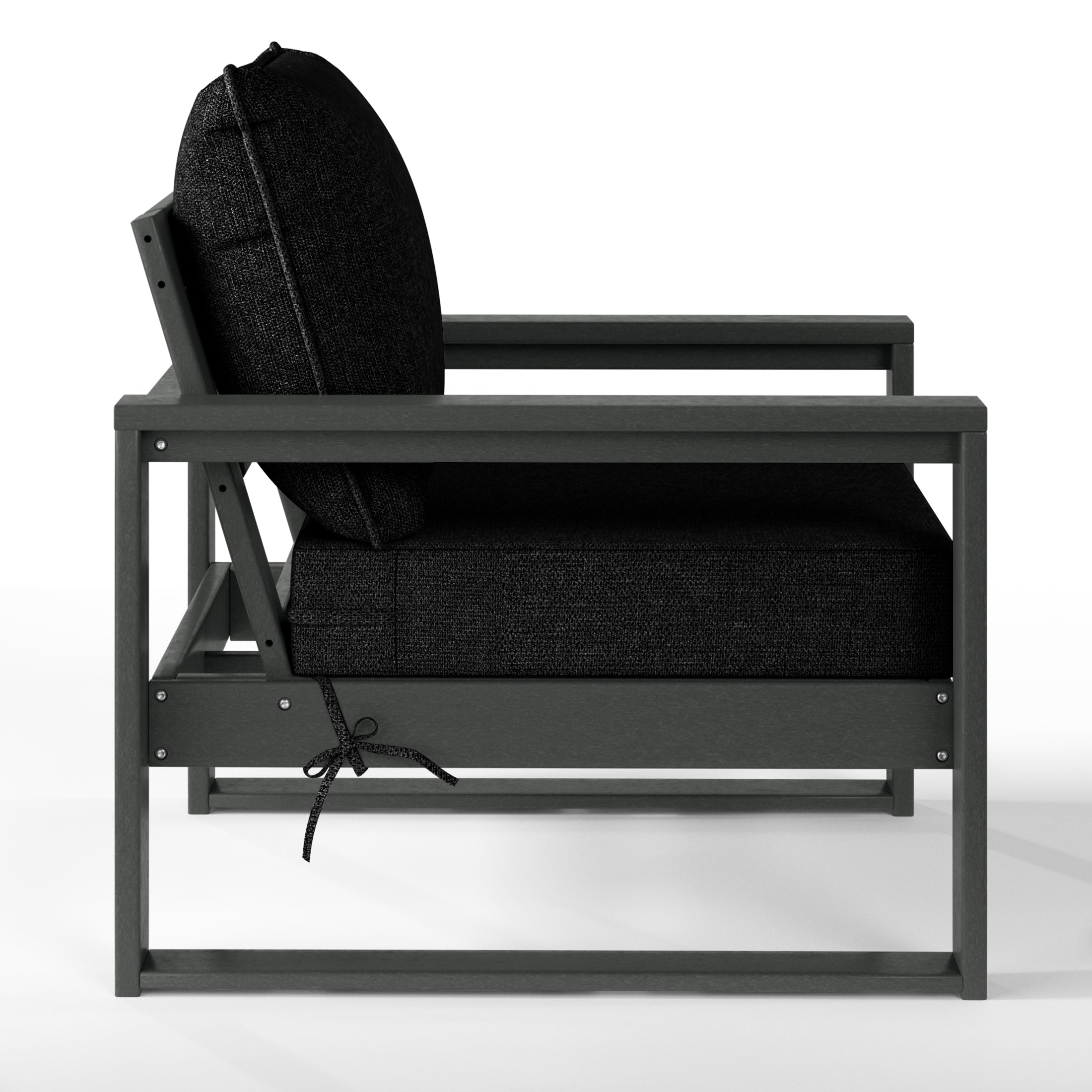 Montara Outdoor Modern HDPE Patio Club Chair with Waterproof Deep Seat Cushions