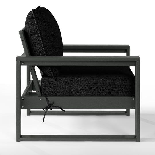 Outdoor Modern HDPE Patio Club Chair with Waterproof Deep Seat Cushions