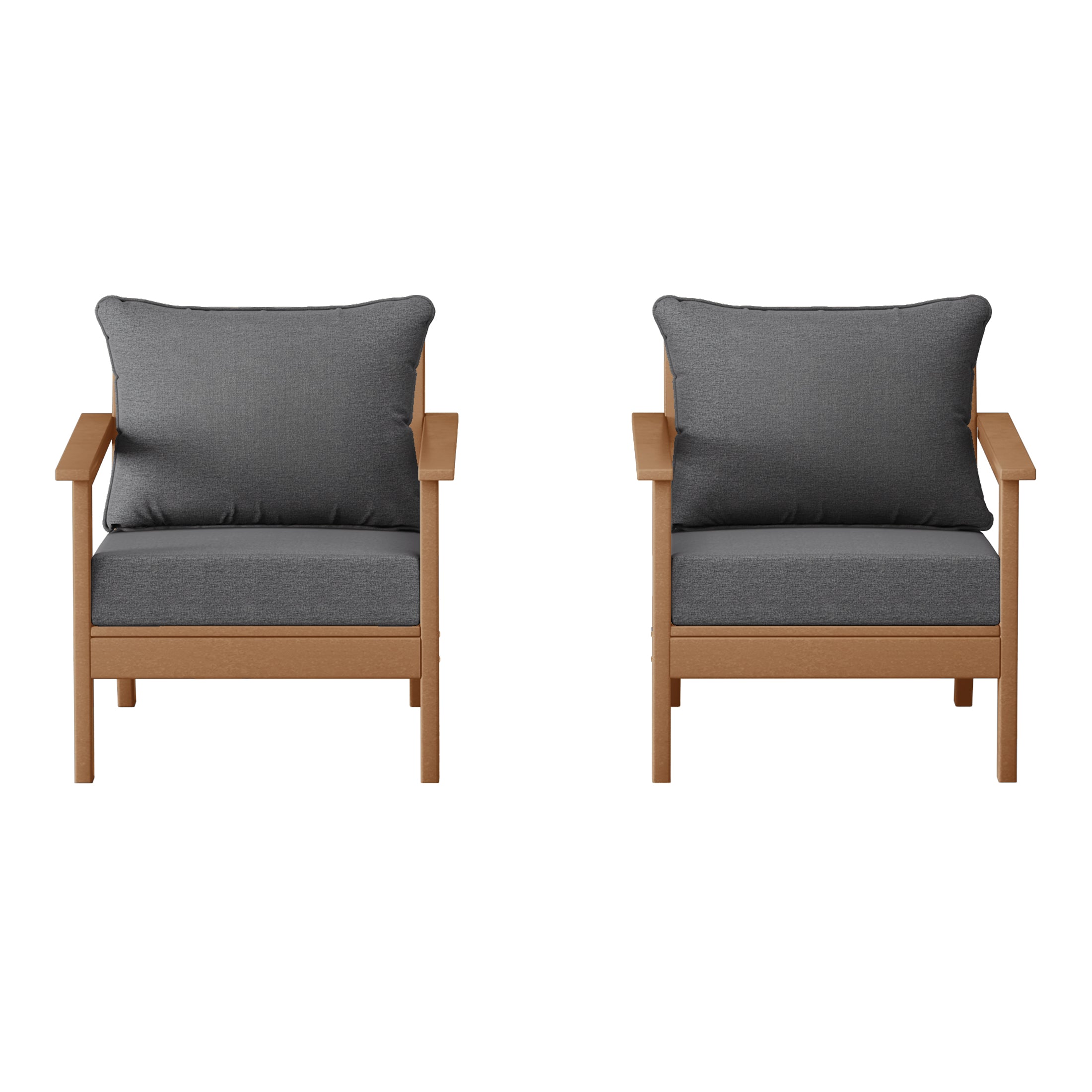 Avalon Outdoor Modern HDPE Patio Club Chairs with Deep Seat Cushions (Set of 2)