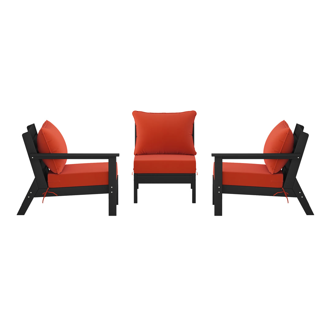 Avalon Outdoor Patio HDPE Sectional Sofa with Patio Cushions