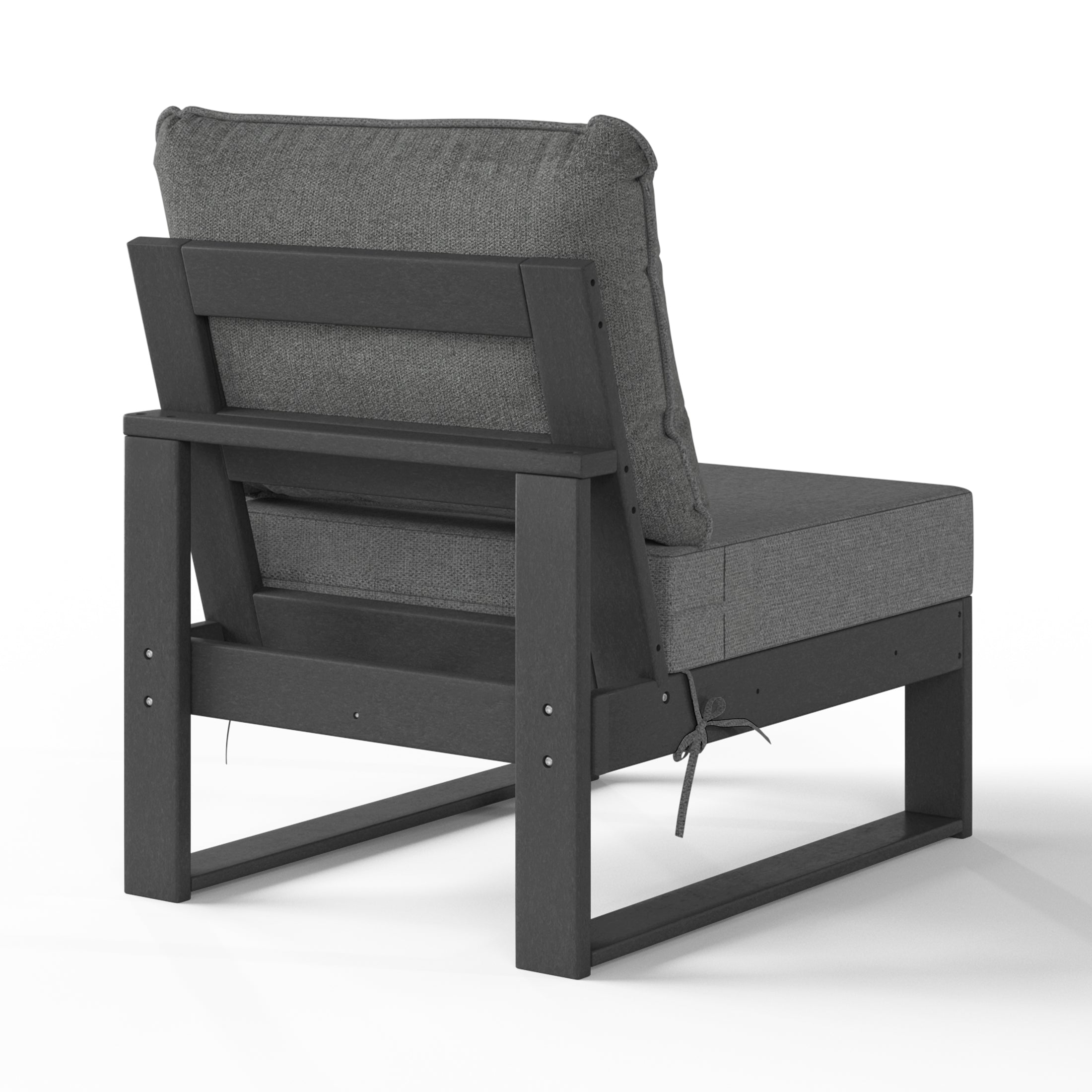 Montara Outdoor HDPE Sectional Armless Chair with Water-Proof Patio Cushions