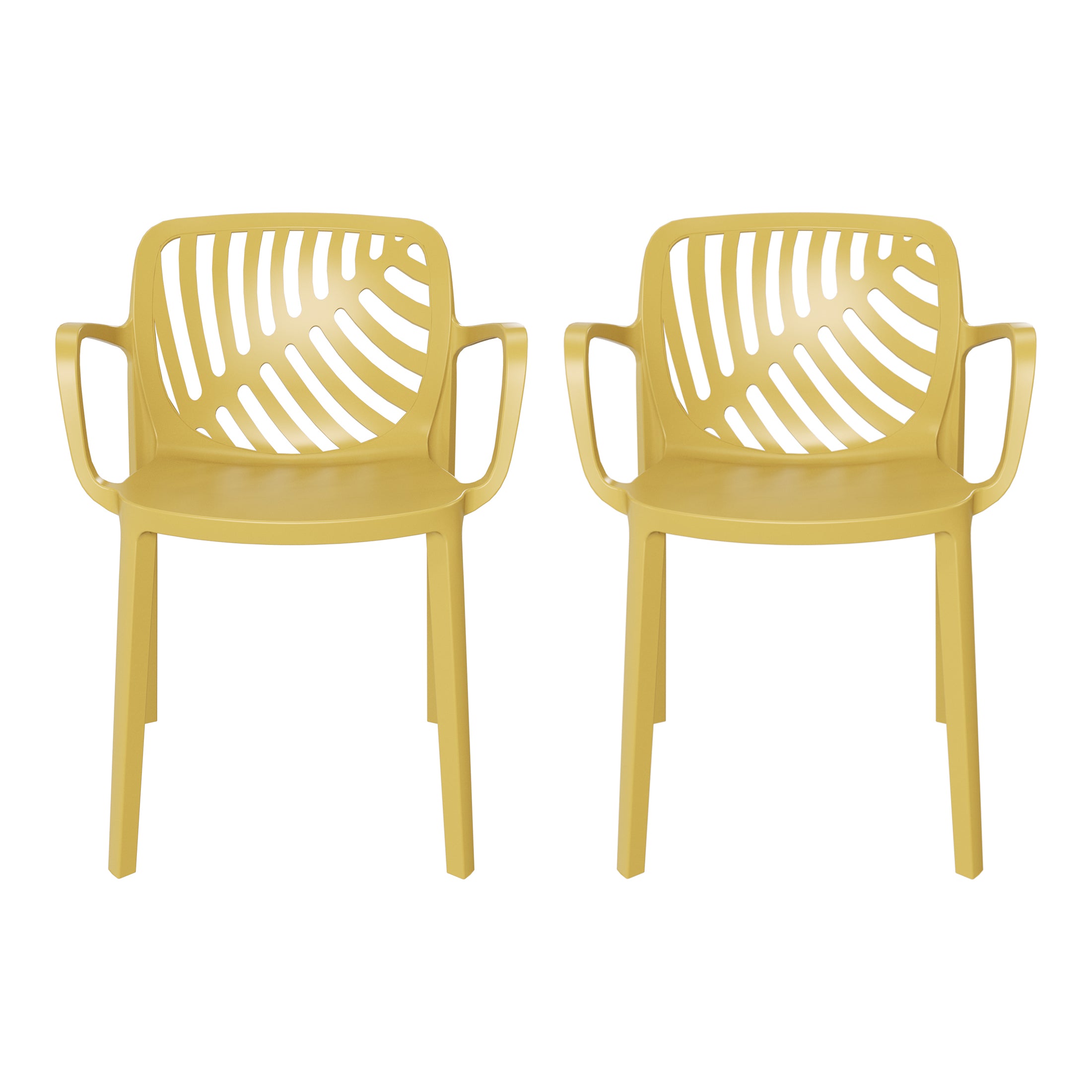 Playa Outdoor Modern Stackable Patio Dining Armchairs (Set of 2)