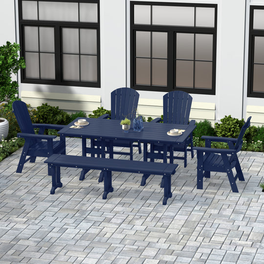 Dylan 6 Piece Outdoor Patio Dining Table and Armchair Dining Bench Set