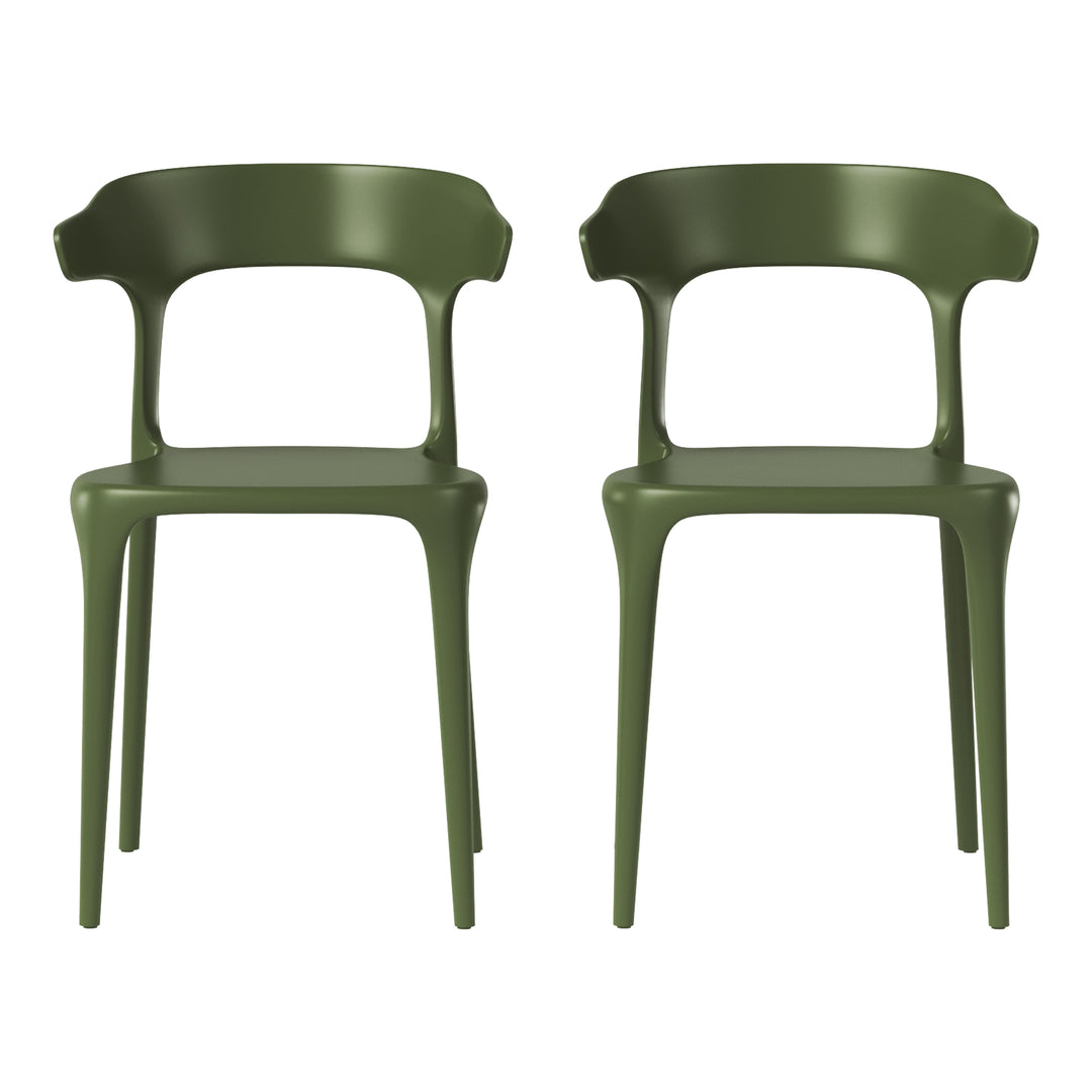Playa Modern Stackable Resin Plastic Patio Dining Chair (Set of 2)