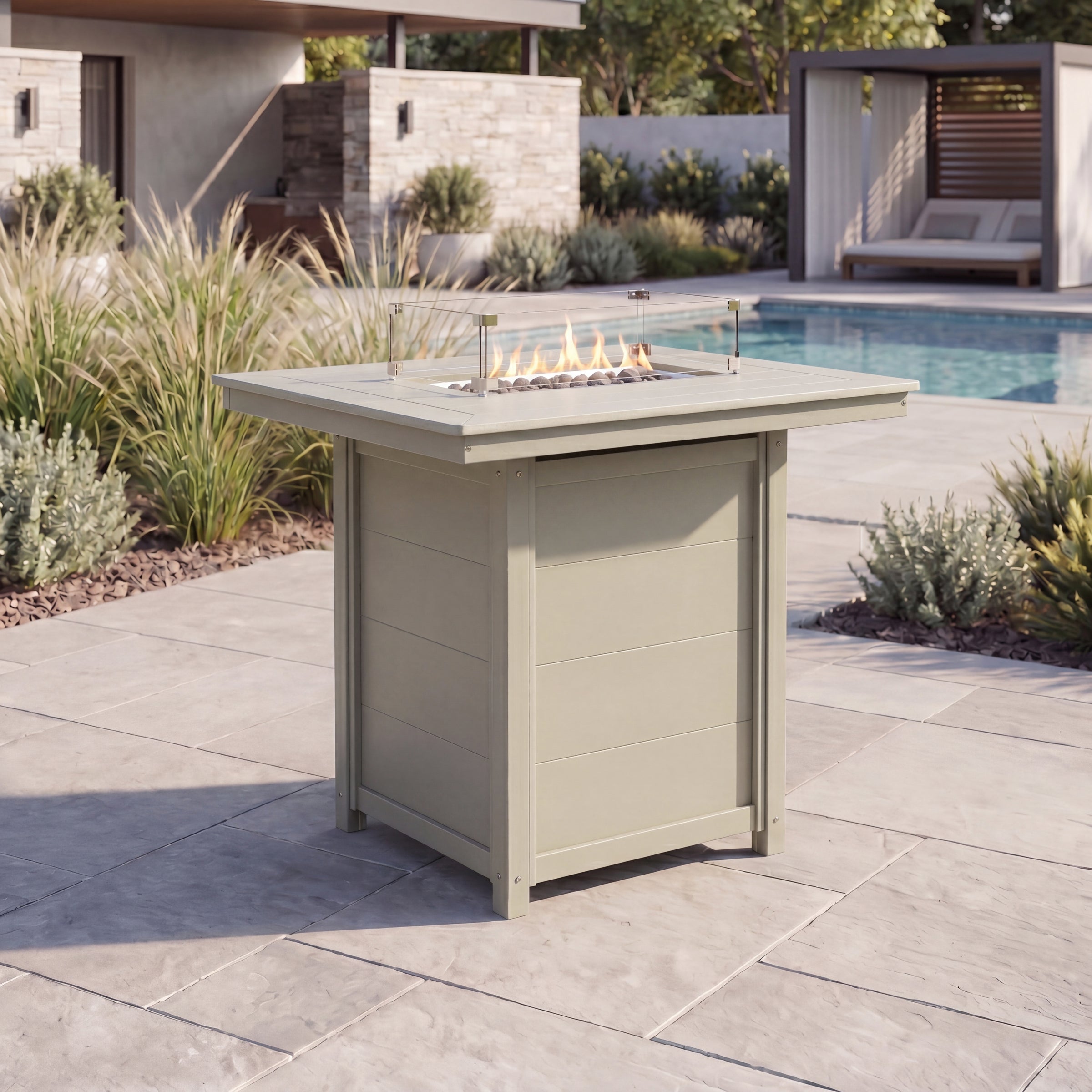 Helios 46" Modern Outdoor Patio Gas Propane Rectangle Fire Pit Table