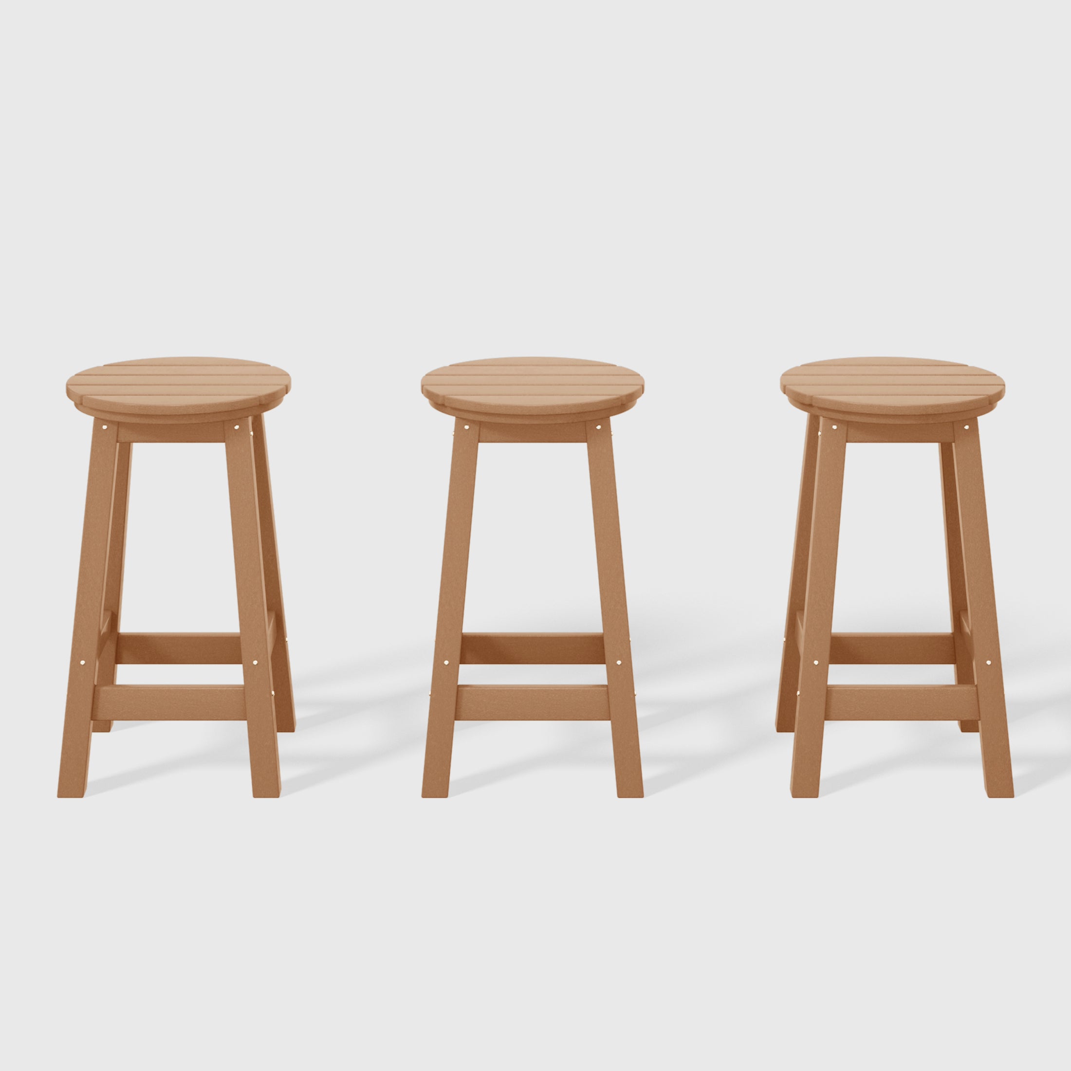 Malibu 24" HDPE Outdoor Patio Round Counter Height Bar Stool Set of 3