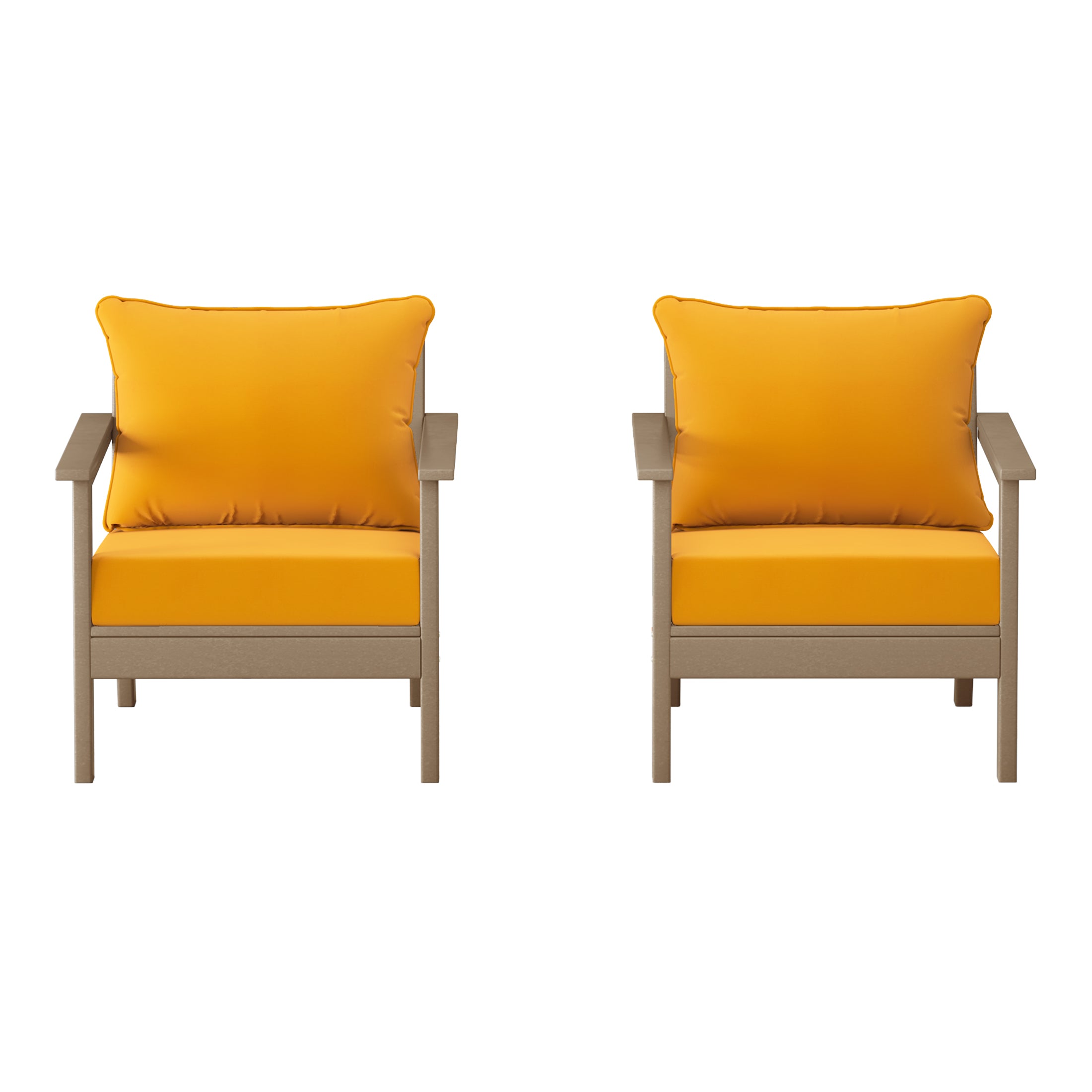 Avalon Outdoor Modern HDPE Patio Club Chairs with Deep Seat Cushions (Set of 2)