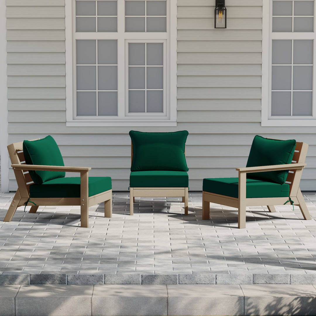 Avalon Outdoor Patio HDPE Sectional Sofa with Patio Cushions
