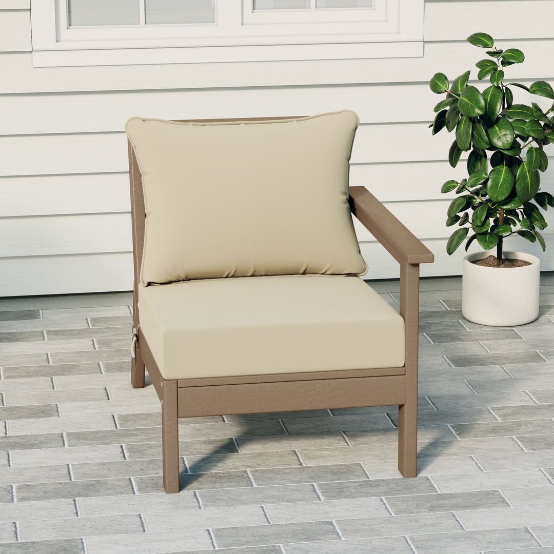 Avalon Outdoor Patio HDPE Right Arm Sectional Corner Club Chair with Patio Cushions