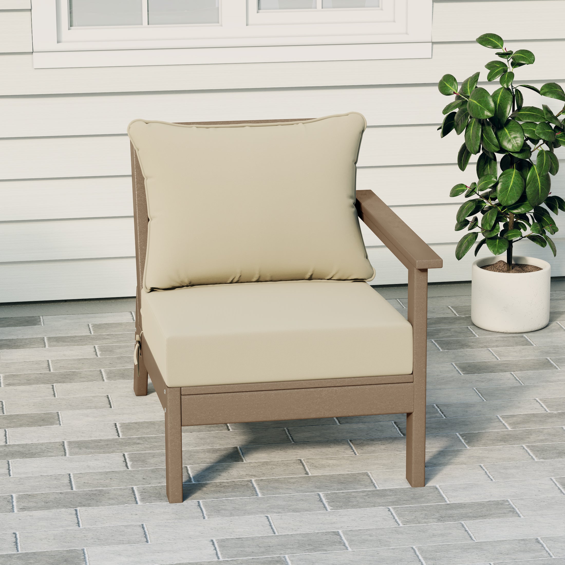 Avalon Outdoor Patio HDPE Right Arm Sectional Corner Club Chair with Patio Cushions
