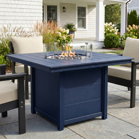 Helios Modern Outdoor Patio Propane 42" Square Fire Pit Table