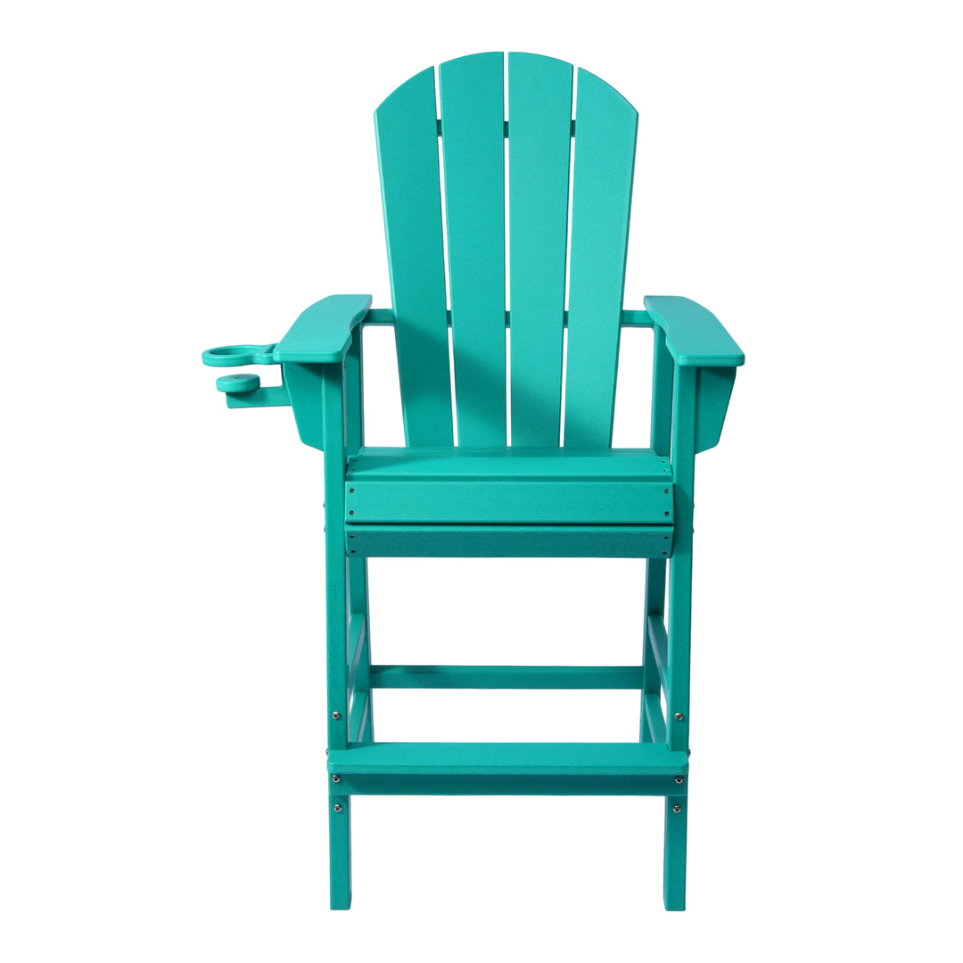 Malibu Outdoor HDPE Tall Adirondack Bar Height Chair With Cup Holder