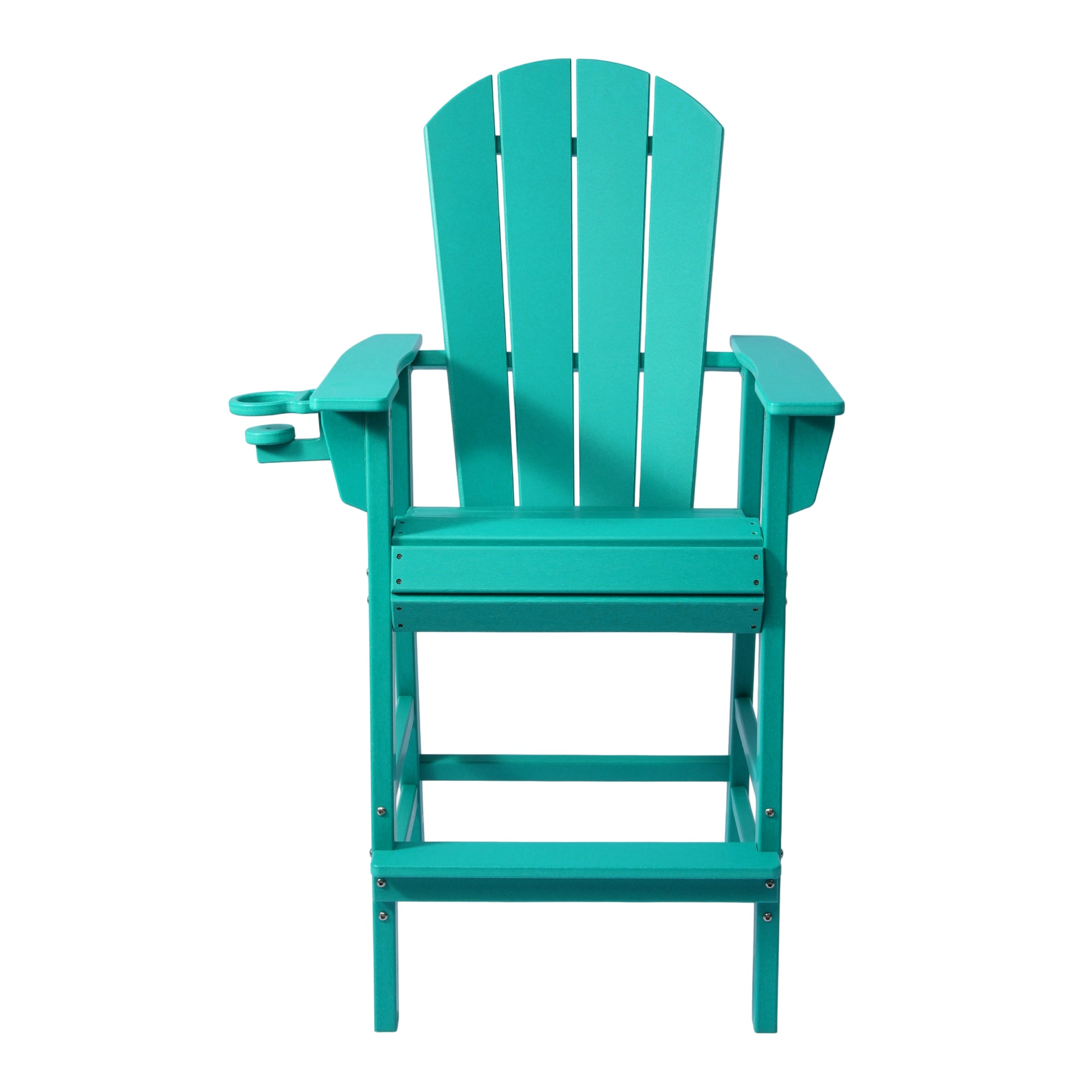 Malibu Outdoor HDPE Tall Adirondack Bar Height Chair With Cup Holder