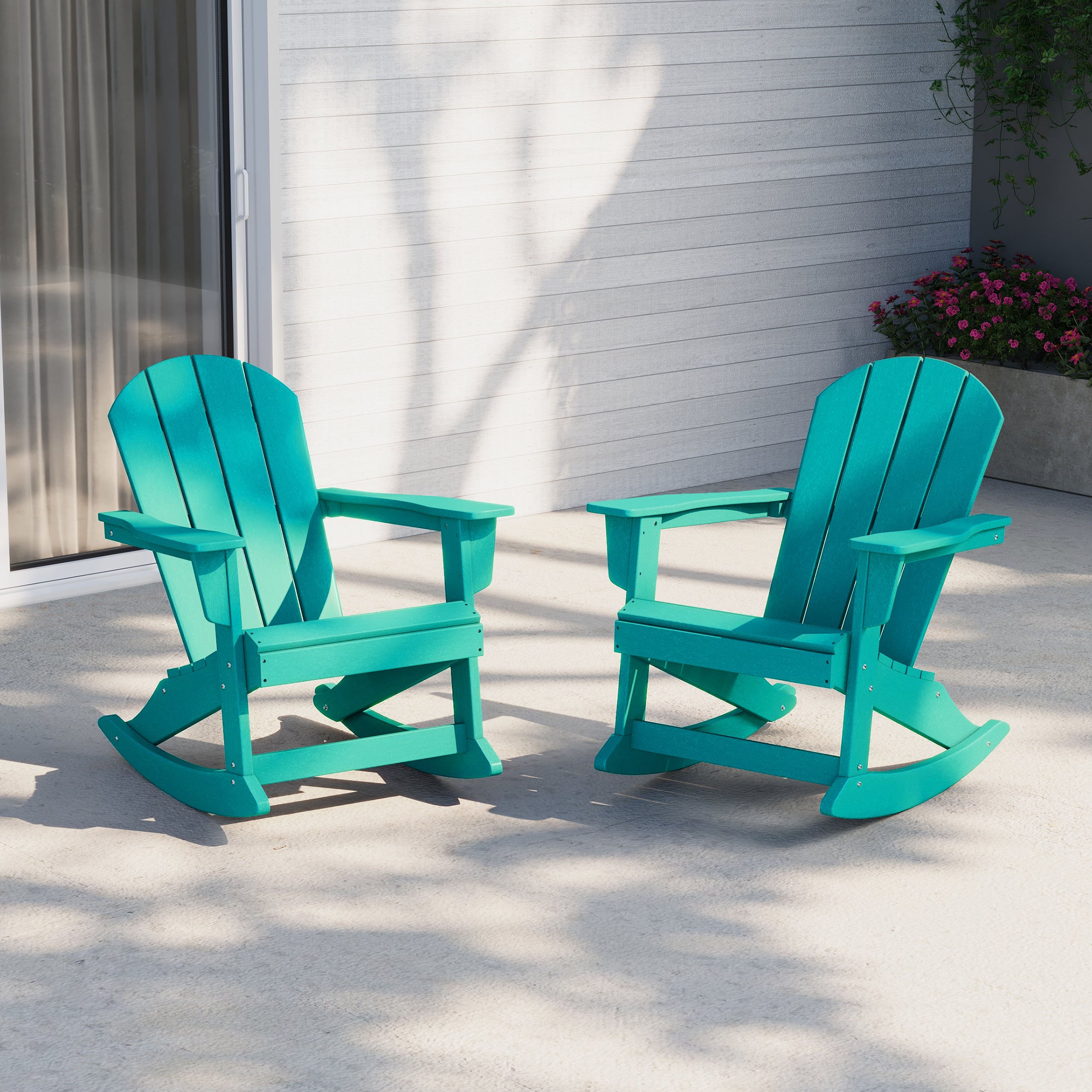Malibu 2 piece set Outdoor / Patio Poly Adirondack rocking chairs ( Set of 2 )