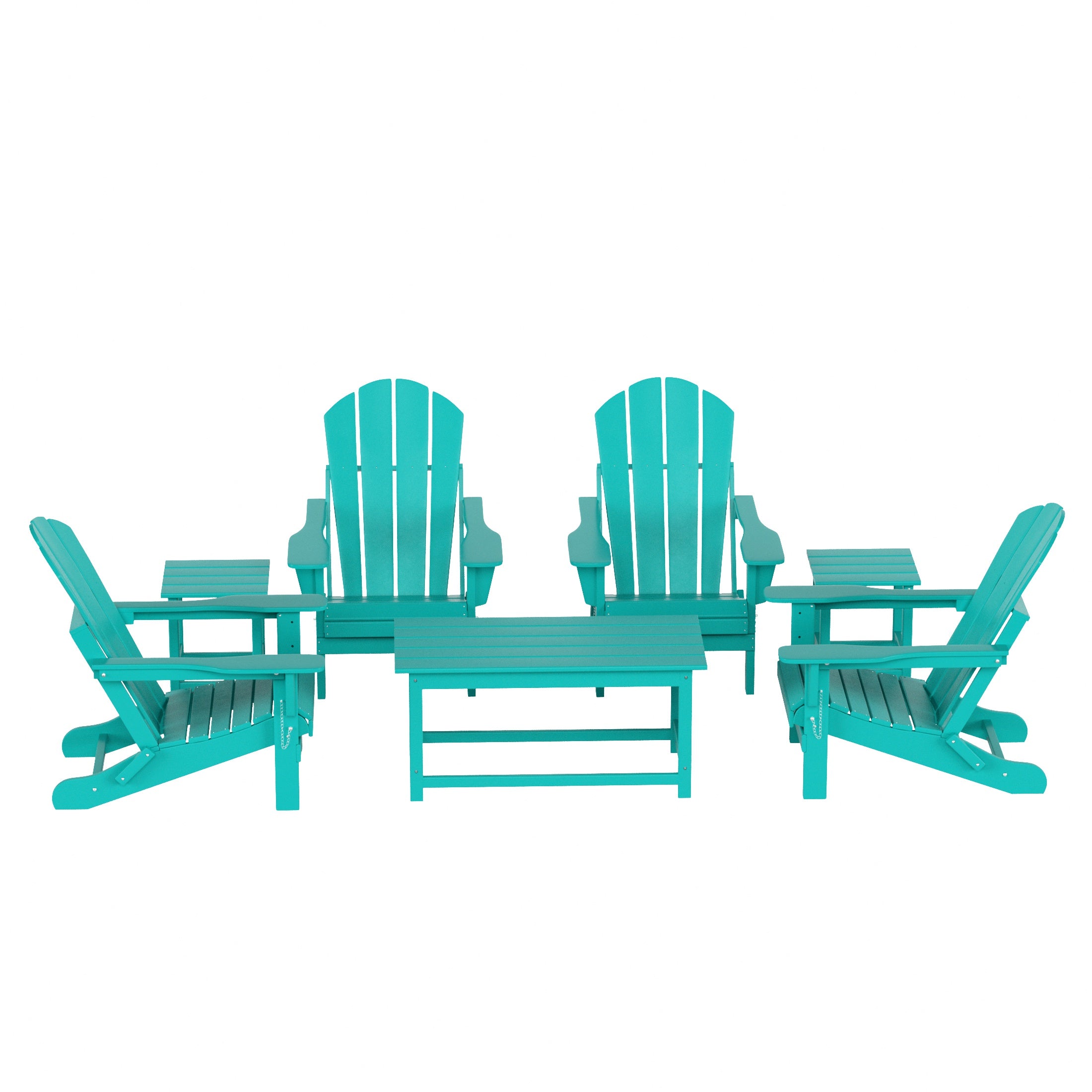Malibu 7-Piece set Outdoor / Patio Adirondack chairs with a Coffee and t side tables ( 4 seater )