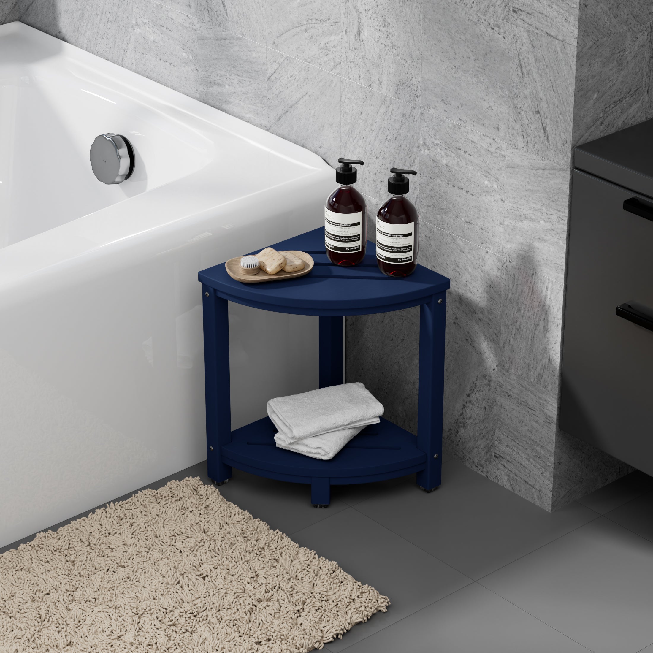 Sage HDPE Plastic Waterproof Shower Corner Bench
