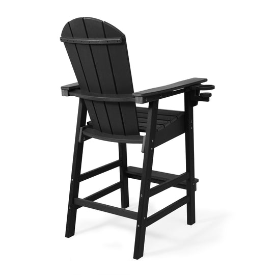 Malibu Outdoor HDPE Tall Adirondack Bar Height Chair With Cup Holder