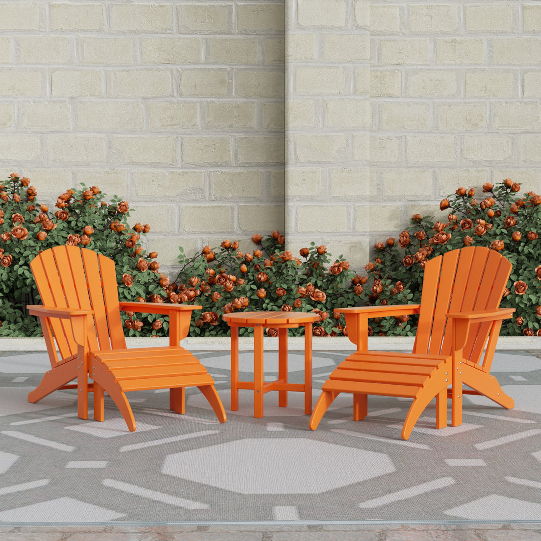 Dylan Outdoor Adirondack Chair With Ottoman And Side Table 5-Piece Set