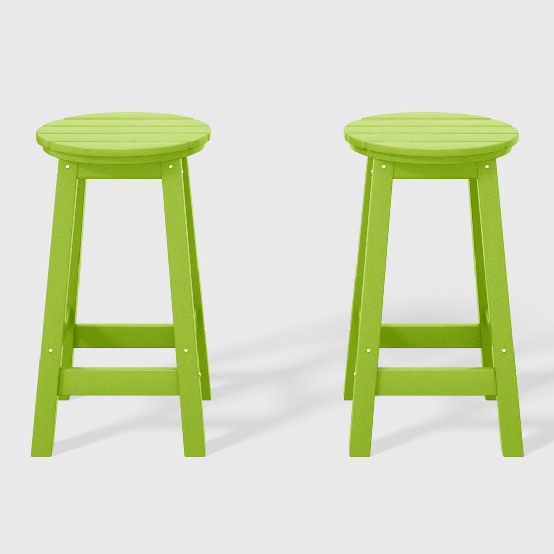 Malibu 24" HDPE Outdoor Patio Round Counter Height Bar Stool (Set of 2)