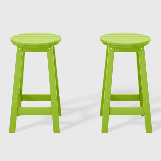 Malibu 24" HDPE Outdoor Patio Round Counter Height Bar Stool (Set of 2)