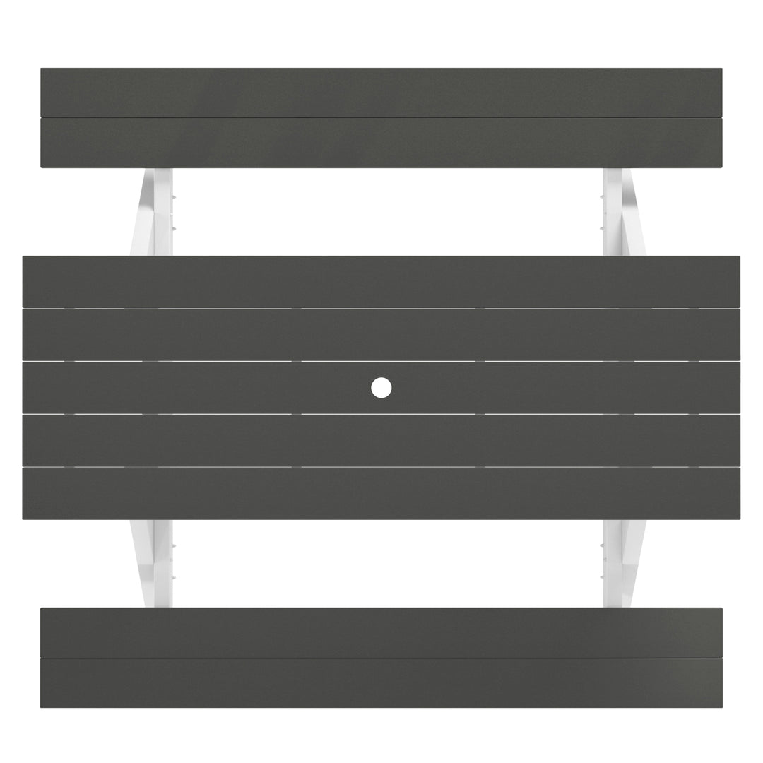 Greenville Outdoor 70" HDPE Plastic Picnic Table Bench With Umbrella Hole