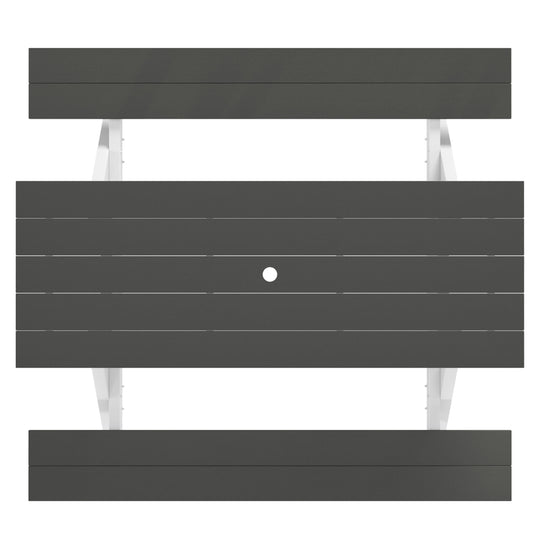 Greenville Outdoor 70" HDPE Plastic Picnic Table Bench With Umbrella Hole