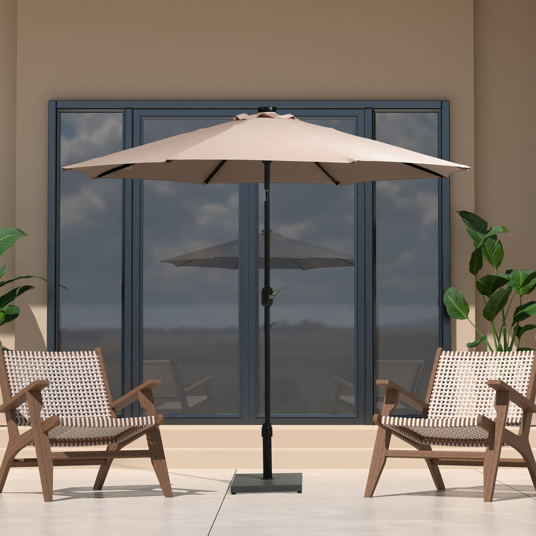 Cyrus 9 ft. Patio Solar Power LED lights Market Umbrella