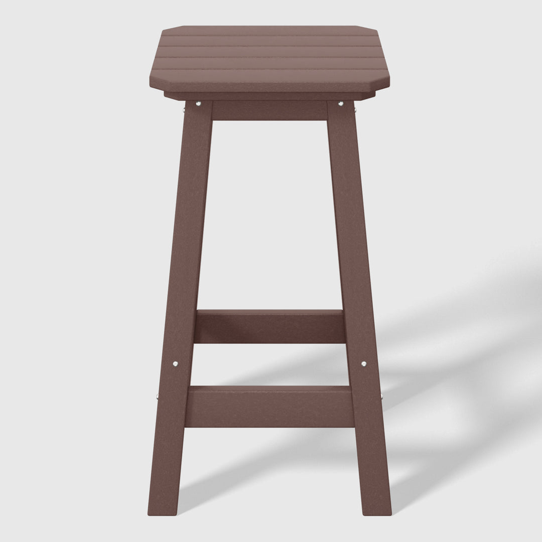 Malibu 24" HDPE Outdoor Patio Counter High Backless Square Bar Stools Set of Three