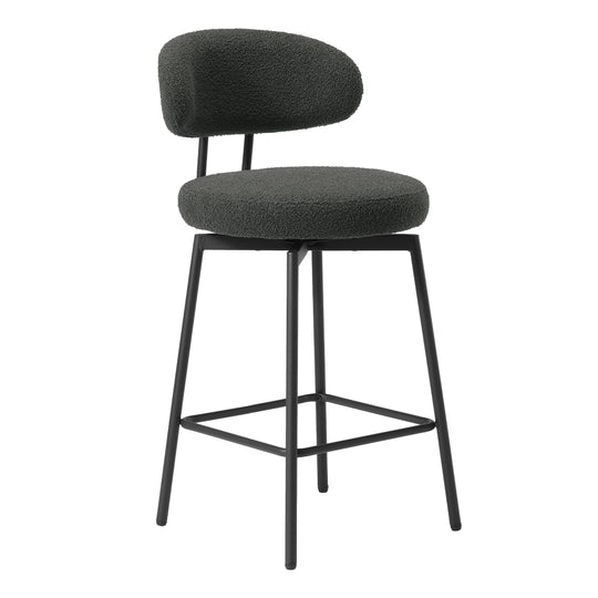 Alexandria Modern Upholstered Sherpa Fabric Counter Height Bar Stools with Back (Set of 2)