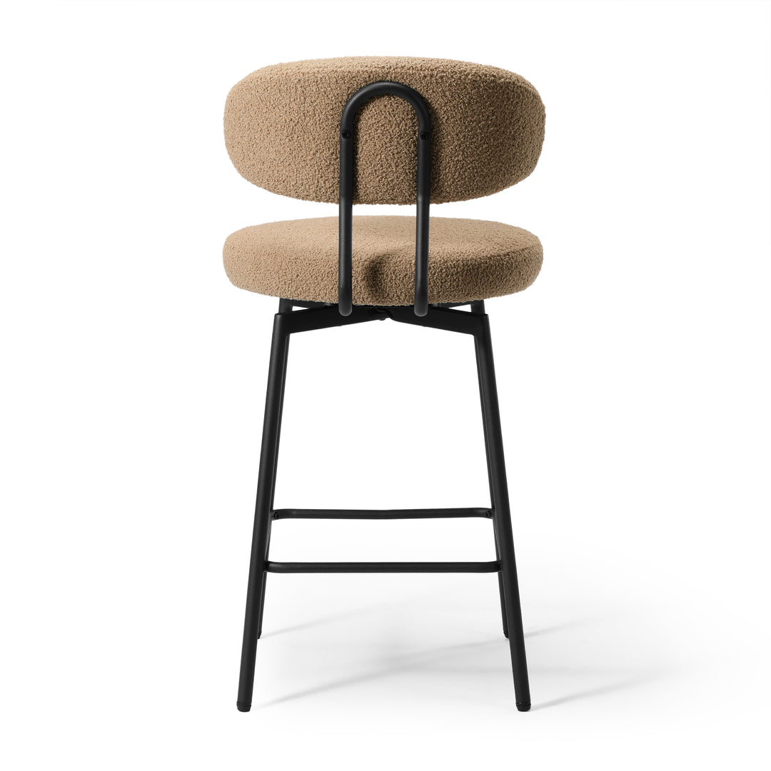 Alexandria Modern Upholstered Sherpa Fabric Counter Height Bar Stools with Back (Set of 2)