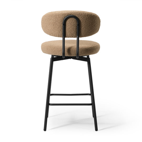 Alexandria Modern Upholstered Sherpa Fabric Counter Height Bar Stools with Back (Set of 2)