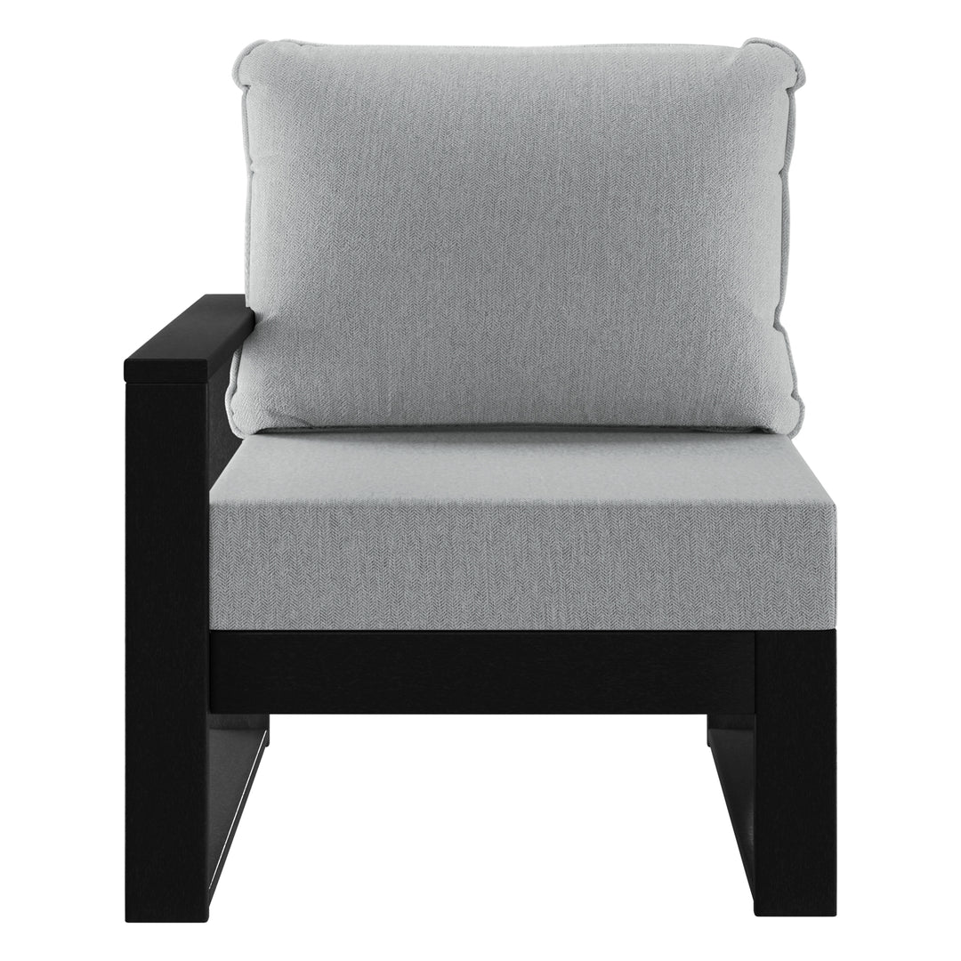 Outdoor HDPE Left Arm Sectional Patio Corner Club Chair with Patio Cushions